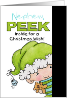 Money Enclosed Christmas Customizable for Nephew Peeking Elf card