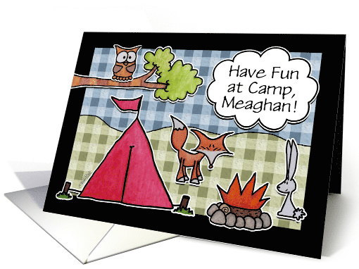 Customizable Name Have Fun At Summer Camp Woodland Creatures card