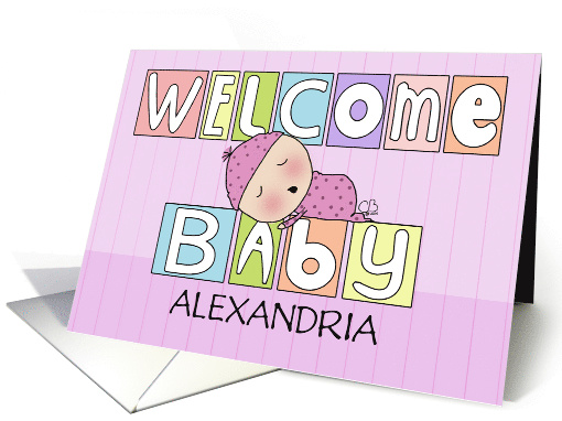 Personalized Name Welcome Baby Girl Colorful Blocks and... (1269996)