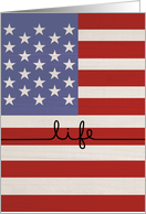 Veterans Day Thank You Life on the Line American Flag card