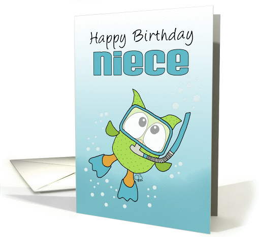 Happy Birthday to Niece-Underwater Snorkeling Owl card (1299042)