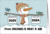 Snowman with Signs Customizable Date New Year’s 2024 from Business card