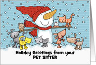 Snowman Small Animals Customizable Christmas from Pet Sitter card