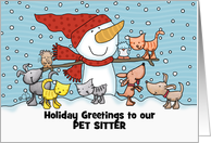 Snowman Small Animals Customizable Christmas To Pet Sitter card