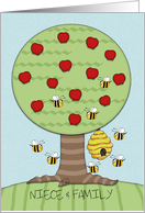 Apple Tree & Bees- Customizable Rosh Hashanah for Niece and Family card