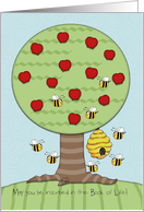 Apple Tree & Bees- Customizable Rosh Hashanah-Blessing card