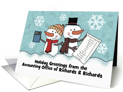 Snowmen Calculator Ledger Customizable Christmas from Accountant card