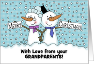 Elder Snowpeople Couple Merry Christmas from Grandparents card