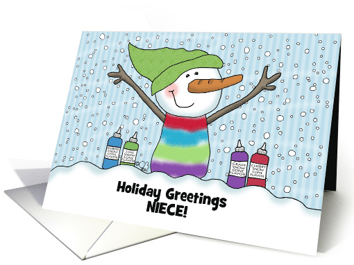 Snowman Snow Cone Customizable Name Merry Christmas for Niece card