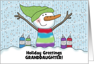 Snowman Snow Cone Customizable Name Merry Christmas for Granddaughter card