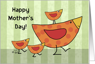 Whimsical Momma Bird With Her Babies- Happy Mother’s Day card