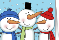 Three Snowmen Friends Merry Christmas card