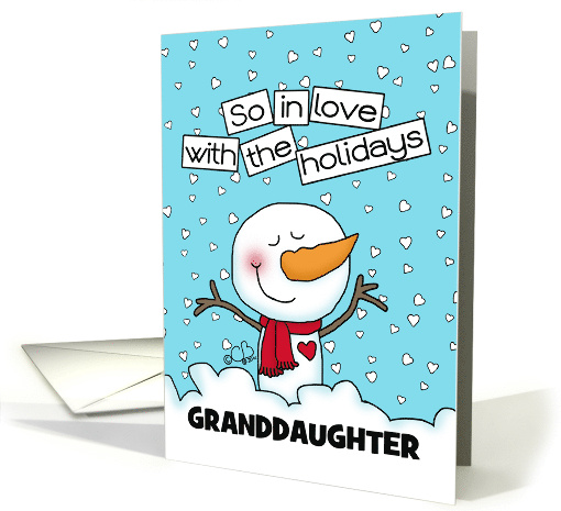 Loving Snowman Customizable Merry Christmas for Granddaughter card