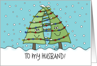 Lighted Christmas Tree Couple Customizable Merry Christmas for Husband card
