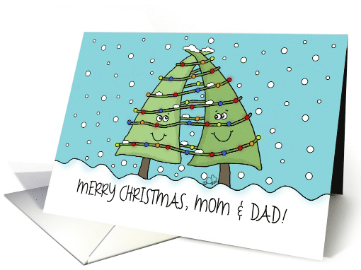 Lighted Christmas Trees Customizable Merry Christmas for Parents card