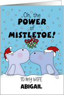 Hippos Under Mistletoe Customizable Merry Christmas for Wife Abigail card