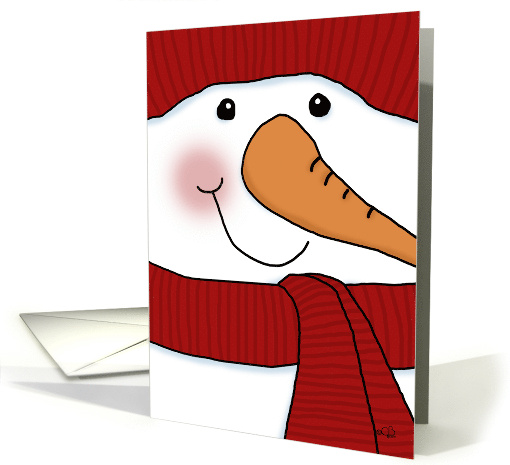 Up Close Snowman Face Merry Christmas card (1348364)