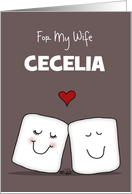 Marshmallows in Love Customizable Valentine for Wife Cecelia card