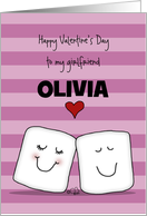 Marshmallows in Love Customized Valentine for Girlfriend Olivia card