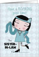 Young Flapper 1920s Girl-Roaring Good Time-Birthday for Sister-in-law card