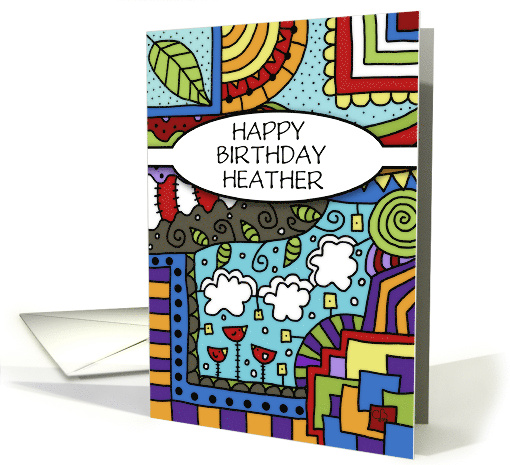 Customizable Name Birthday for Heather Zen tangle Pattern card