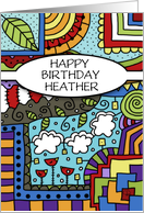 Customizable Name Birthday for Heather Zen tangle Pattern card