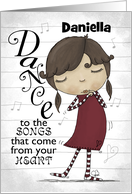 Young Dancing Girl-Customizable Name-Happy Birthday for Daniella card