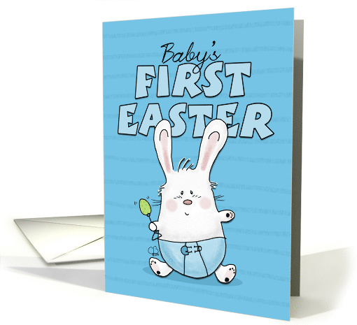 Baby's First Easter for Boy Bunny Rabbit in Blue Diaper card (1369316)