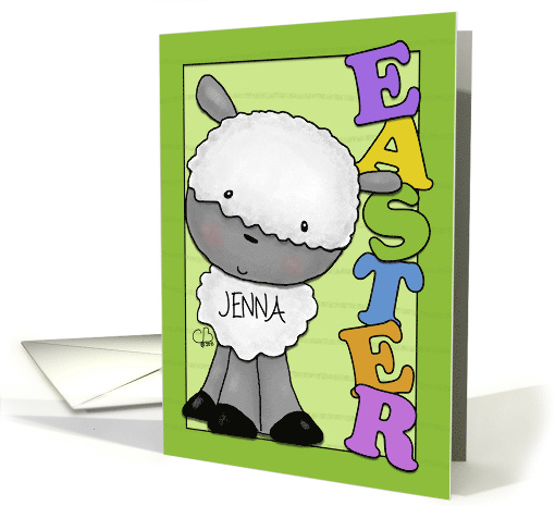 Customizable Name Happy Easter for Jenna Little Easter Lamb card