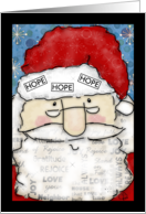 Merry Christmas Digital Mixed Media Santa Face card