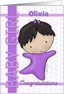 Customizable Name Olivia Congratulations on New Baby Girl in Purple card