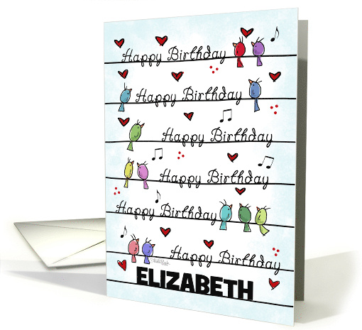 Customizable Name Happy Birthday for Elizabeth Colorful Songbirds card