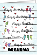 Customizable Happy Birthday for Grandma Colorful Songbirds card