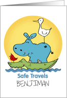 Customizable Safe Travels Going on a Cruise Hippo Birds and Crocodile card