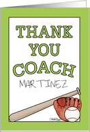 Customizable Thank You Baseball Coach Martinez Baseball Theme card