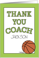 Customizable Thank You Basketball Coach Jackson Basketball Theme card
