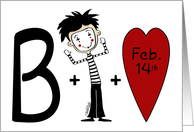 Happy Valentine’s Day Rebus Pictogram Puzzle Mime and Heart card