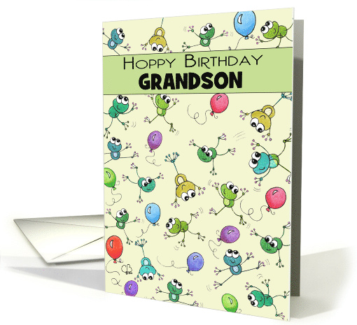 Customized Happy Birthday for Grandson Collage of Jumping Frogs card