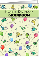 Customized Happy Birthday for Grandson Collage of Jumping Frogs card
