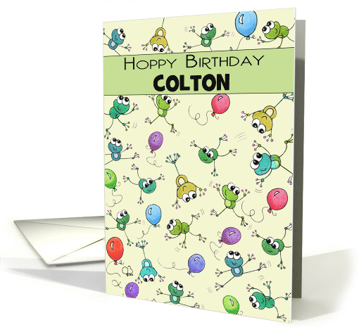 Customized Happy Birthday for Colton Collage of Jumping Frogs card