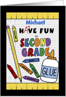 Personalized Name Back to School for 2nd Grade School Supplies card