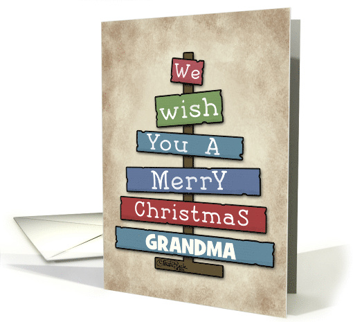 Customizable Merry Christmas for Grandma Plank Tree card (1456836)