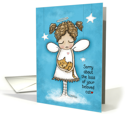 Sorry about the Loss of Your Pet Cat Angel Holds Kitty card (1464140)