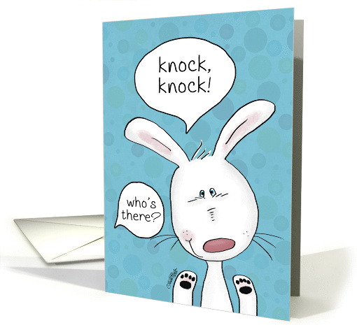 Happy Easter Knock Knock Who's There White Bunny card (1464156)