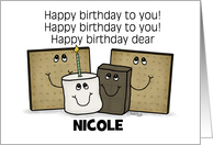 Customizable Name Happy Birthday for Nicole S’more Ingredients card