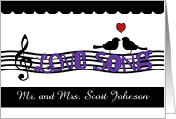 Love Song-Customizable Names Congratulations for Marriage in Purple card