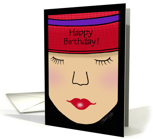 Customizable Happy Birthday Lady in a Red Hat card (1469708)