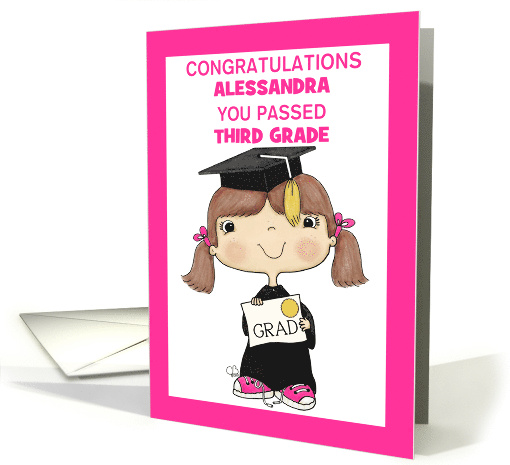 Little Graduate Personalized Name and Grade Congrats You Passed card