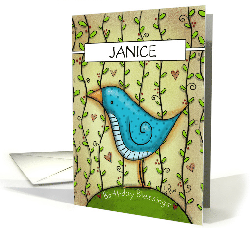 Name Specific Personalized Birthday for Janice Blue Bird... (1481934)