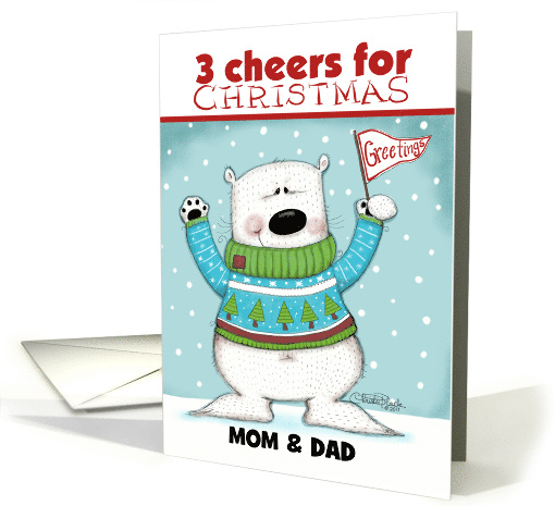 Customized Merry Christmas for Parents Cheering Polar Bear card